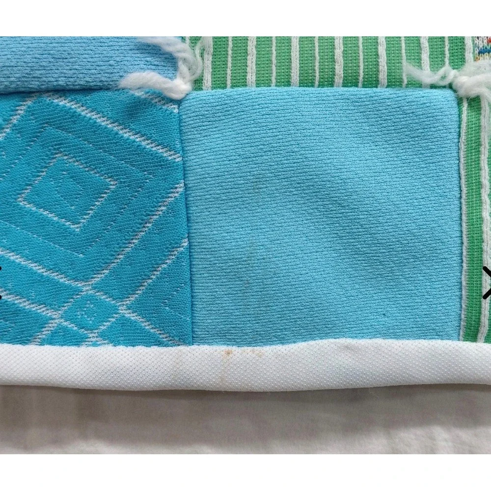 1.a.0.0.0.4 Handmade Tied Patchwork Quilt Squares Folk Art Lap Throw 39.5x57
